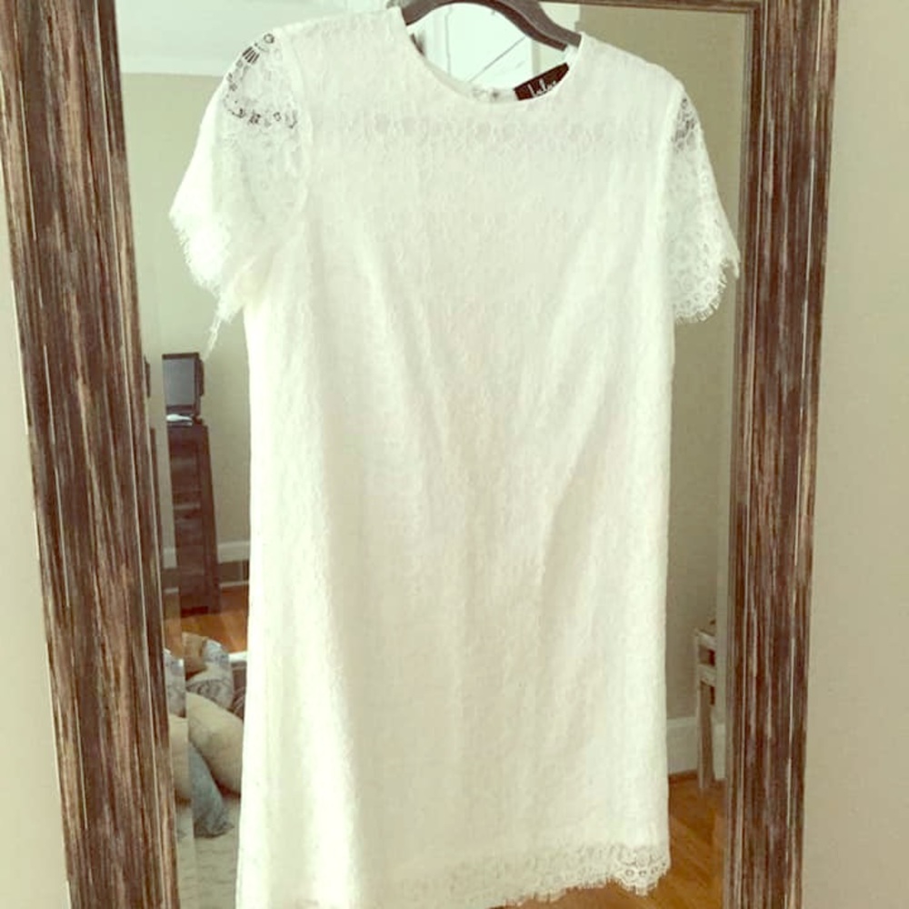 Lulus white lace shift dress